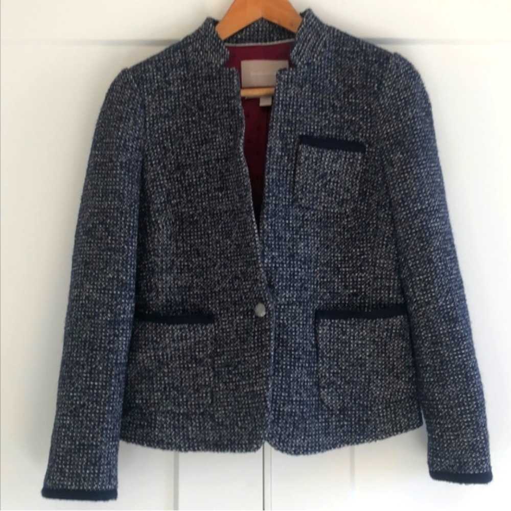 Banana Republic Navy Tweed Blazer